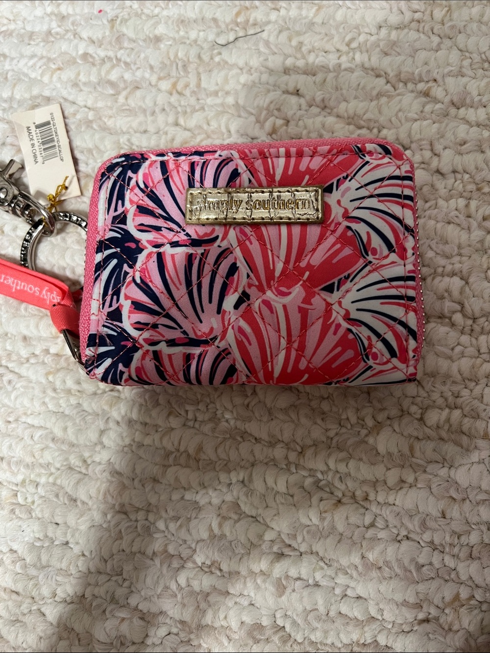 Simply Southern Pink Navy Floral Quilted Card Case Wallet